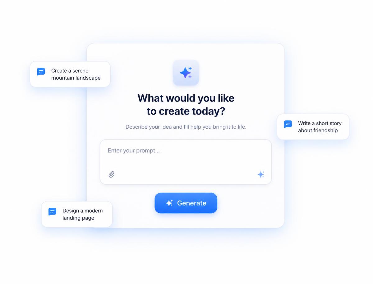 Business AI prompt panel generating an application